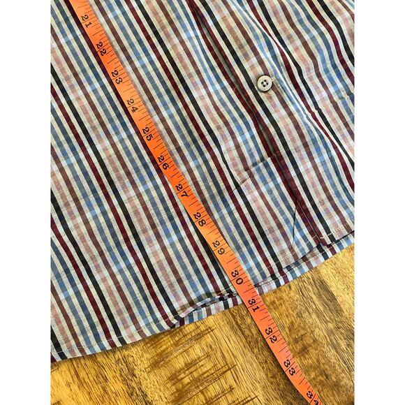 Tallia | Men's XXL 18.5 Gingham Striped Flip Cuff Button Down Shirt Paisley Gray - Picture 13 of 13